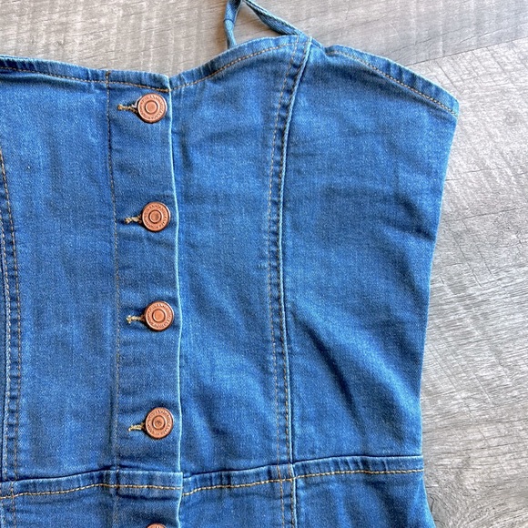 Premium Stretch Denim Button Down Dress 99% Cotton - Picture 4 of 17